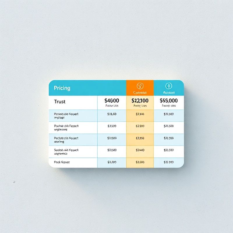 Clean product mockup of an azure-toned pricing comparison table on a light stone-grey background